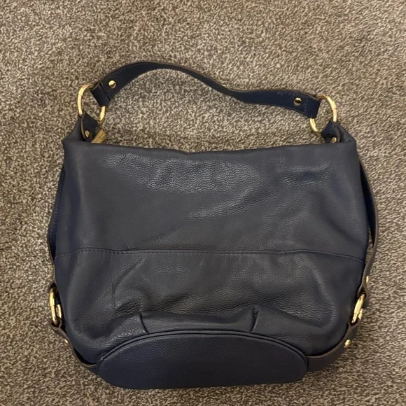Michael Kors Navy Shoulder Bag with Gold Details - Picture 4 of 4